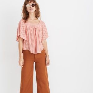 MADEWELL Butterfly Cotton Striped Lightweight Top in Slope Stripe, size XXS